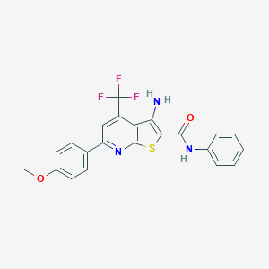 molecular formula C22H16F3N3O2S B304006 3-amino-6-(4-methoxyphenyl)-N-phenyl-4-(trifluoromethyl)thieno[2,3-b]pyridine-2-carboxamide 