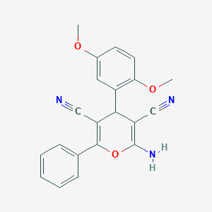molecular formula C21H17N3O3 B304022 2-amino-4-(2,5-dimethoxyphenyl)-6-phenyl-4H-pyran-3,5-dicarbonitrile 