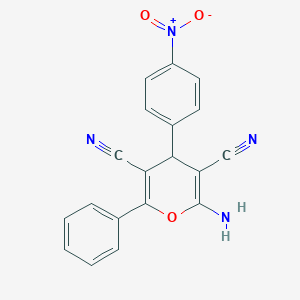 molecular formula C19H12N4O3 B304023 2-amino-4-{4-nitrophenyl}-6-phenyl-4H-pyran-3,5-dicarbonitrile 