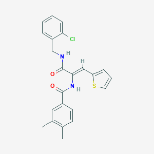 molecular formula C23H21ClN2O2S B304028 N-[1-{[(2-chlorobenzyl)amino]carbonyl}-2-(2-thienyl)vinyl]-3,4-dimethylbenzamide 