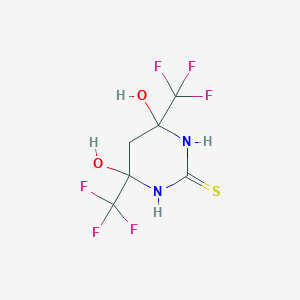molecular formula C6H6F6N2O2S B3040281 4,6-Bis(hydroxy)-4.6-bis(trifluoromethyl)tetrahydropyrimidine-2-thione CAS No. 1820712-27-3