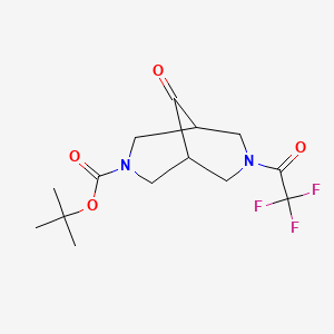 molecular formula C14H19F3N2O4 B3040287 Tert-butyl 9-oxo-7-(2,2,2-trifluoroacetyl)-3,7-diaza-bicyclo[3.3.1]nonane-3-carboxylate CAS No. 1823420-46-7