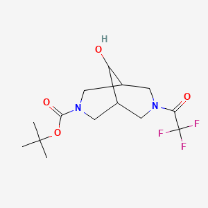 molecular formula C14H21F3N2O4 B3040289 叔丁基 9-羟基-7-(2,2,2-三氟乙酰基)-3,7-二氮杂-双环[3.3.1]壬烷-3-羧酸酯 CAS No. 1823836-12-9