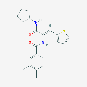 molecular formula C21H24N2O2S B304030 N-[1-[(cyclopentylamino)carbonyl]-2-(2-thienyl)vinyl]-3,4-dimethylbenzamide 
