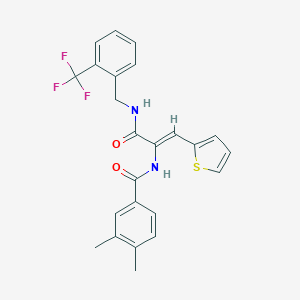 molecular formula C24H21F3N2O2S B304032 3,4-dimethyl-N-[2-(2-thienyl)-1-({[2-(trifluoromethyl)benzyl]amino}carbonyl)vinyl]benzamide 