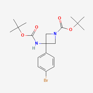 molecular formula C19H27BrN2O4 B3040326 N,1-Di-Boc-3-(4-bromophenyl)-3-azetidinamine CAS No. 1864803-36-0
