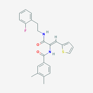 molecular formula C24H23FN2O2S B304034 N-[1-({[2-(2-fluorophenyl)ethyl]amino}carbonyl)-2-(2-thienyl)vinyl]-3,4-dimethylbenzamide 