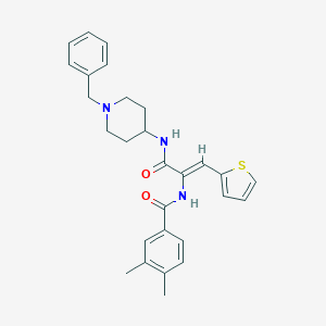 molecular formula C28H31N3O2S B304036 N-[1-{[(1-benzyl-4-piperidinyl)amino]carbonyl}-2-(2-thienyl)vinyl]-3,4-dimethylbenzamide 