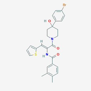molecular formula C27H27BrN2O3S B304039 N-[1-{[4-(4-bromophenyl)-4-hydroxy-1-piperidinyl]carbonyl}-2-(2-thienyl)vinyl]-3,4-dimethylbenzamide 
