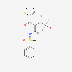 (2Z)-4,4,4-Trifluoro-2-[[[methyl-(4-methylphenyl)-oxo-lambda6-sulfanylidene]amino]methylidene]-1-thiophen-2-ylbutane-1,3-dione