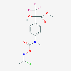 molecular formula C14H14ClF3N2O5 B3040402 Methyl 2-{4-[({[(1-chloroethylidene)amino]oxy}carbonyl)(methyl)amino]phenyl}-3,3,3-trifluoro-2-hydroxypropanoate CAS No. 1980008-19-2