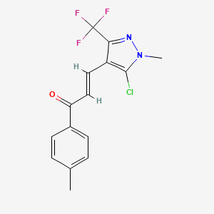 molecular formula C15H12ClF3N2O B3040407 3-[5-chloro-1-methyl-3-(trifluoromethyl)-1H-pyrazol-4-yl]-1-(4-methylphenyl)prop-2-en-1-one CAS No. 1980010-86-3