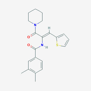 molecular formula C21H24N2O2S B304041 3,4-dimethyl-N-[1-(1-piperidinylcarbonyl)-2-(2-thienyl)vinyl]benzamide 