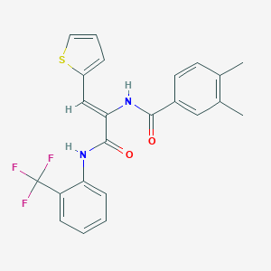 molecular formula C23H19F3N2O2S B304042 3,4-dimethyl-N-(2-(2-thienyl)-1-{[2-(trifluoromethyl)anilino]carbonyl}vinyl)benzamide 