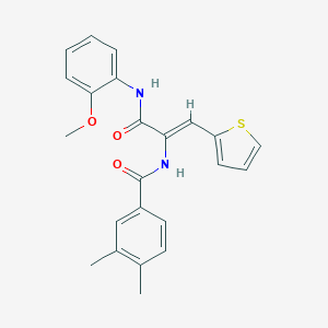 molecular formula C23H22N2O3S B304043 N-[1-[(2-methoxyanilino)carbonyl]-2-(2-thienyl)vinyl]-3,4-dimethylbenzamide 