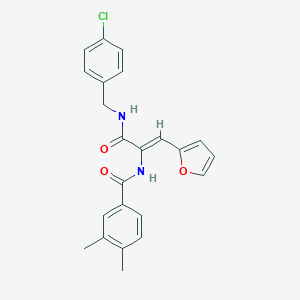 molecular formula C23H21ClN2O3 B304045 N-[1-{[(4-chlorobenzyl)amino]carbonyl}-2-(2-furyl)vinyl]-3,4-dimethylbenzamide 