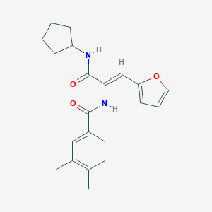 molecular formula C21H24N2O3 B304046 N-[1-[(cyclopentylamino)carbonyl]-2-(2-furyl)vinyl]-3,4-dimethylbenzamide 