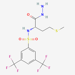 molecular formula C13H15F6N3O3S2 B3040486 N-[3,5-Bis(trifluoromethyl)benzenesulphonyl]-L-methionyl hydrazide CAS No. 209056-83-7