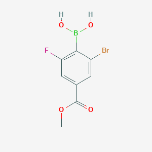 molecular formula C8H7BBrFO4 B3040491 2-Bromo-6-fluoro-4-(methoxycarbonyl)phenylboronic acid CAS No. 2096330-22-0