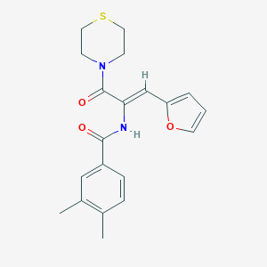 molecular formula C20H22N2O3S B304050 N-[2-(2-furyl)-1-(4-thiomorpholinylcarbonyl)vinyl]-3,4-dimethylbenzamide 