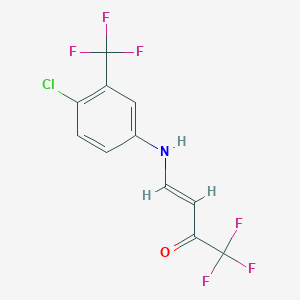 molecular formula C11H6ClF6NO B3040551 4-[4-Chloro-3-(trifluoromethyl)anilino]-1,1,1-trifluorobut-3-en-2-one CAS No. 215655-02-0