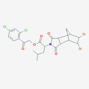 2-(2,4-dichlorophenyl)-2-oxoethyl 2-(5,6-dibromo-1,3-dioxooctahydro-2H-4,7-methanoisoindol-2-yl)-4-methylpentanoate