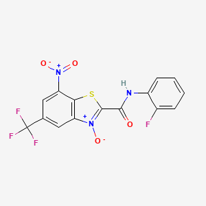 molecular formula C15H7F4N3O4S B3040568 2-[(2-Fluoroanilino)carbonyl]-7-nitro-5-(trifluoromethyl)-1,3-benzothiazol-3-ium-3-olate CAS No. 217317-12-9