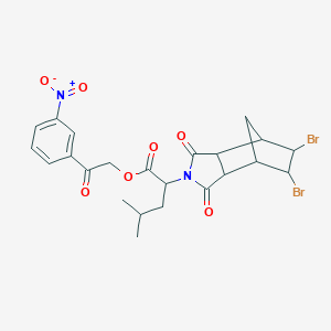 molecular formula C23H24Br2N2O7 B304057 2-(3-nitrophenyl)-2-oxoethyl 2-(5,6-dibromo-1,3-dioxooctahydro-2H-4,7-methanoisoindol-2-yl)-4-methylpentanoate 