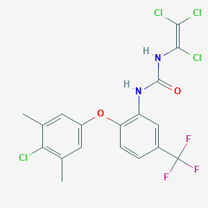 molecular formula C18H13Cl4F3N2O2 B3040576 N-[2-(4-Chloro-3,5-dimethylphenoxy)-5-(trifluoromethyl)phenyl)-N'-(1,2,2-trichlorovinyl)urea CAS No. 218156-26-4