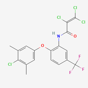 molecular formula C18H12Cl4F3NO2 B3040578 N1-[2-(4-chloro-3,5-dimethylphenoxy)-5-(trifluoromethyl)phenyl]-2,3,3-trichloroacrylamide CAS No. 218156-34-4