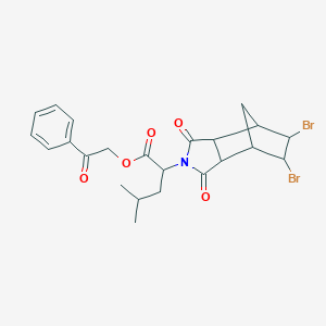 molecular formula C23H25Br2NO5 B304058 2-oxo-2-phenylethyl 2-(5,6-dibromo-1,3-dioxooctahydro-2H-4,7-methanoisoindol-2-yl)-4-methylpentanoate 