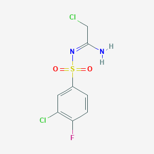 molecular formula C8H7Cl2FN2O2S B3040602 N1-(2-chloroethanimidoyl)-3-chloro-4-fluorobenzene-1-sulphonamide CAS No. 219619-70-2