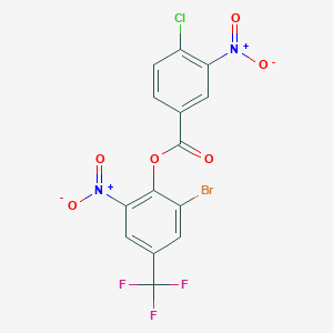molecular formula C14H5BrClF3N2O6 B3040603 2-Bromo-6-nitro-4-(trifluoromethyl)phenyl 4-chloro-3-nitrobenzoate CAS No. 219620-03-8