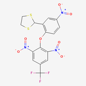 molecular formula C16H10F3N3O7S2 B3040610 2-{2-[2,6-Dinitro-4-(trifluoromethyl)phenoxy]-5-nitrophenyl}-1,3-dithiolane CAS No. 219767-12-1