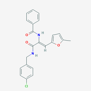molecular formula C22H19ClN2O3 B304068 N-[1-{[(4-chlorobenzyl)amino]carbonyl}-2-(5-methyl-2-furyl)vinyl]benzamide 