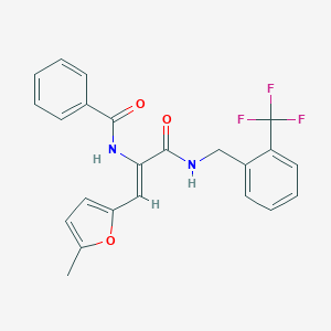 molecular formula C23H19F3N2O3 B304070 N-[2-(5-methyl-2-furyl)-1-({[2-(trifluoromethyl)benzyl]amino}carbonyl)vinyl]benzamide 