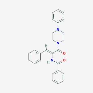 molecular formula C26H25N3O2 B304076 N-{2-phenyl-1-[(4-phenyl-1-piperazinyl)carbonyl]vinyl}benzamide 