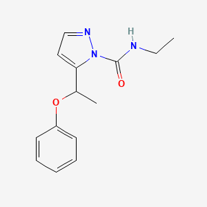 molecular formula C14H17N3O2 B3040795 N-ethyl-5-(1-phenoxyethyl)-1H-pyrazole-1-carboxamide CAS No. 241127-12-8