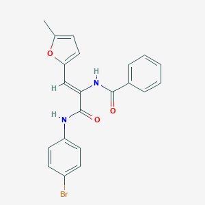 molecular formula C21H17BrN2O3 B304081 N-[1-[(4-bromoanilino)carbonyl]-2-(5-methyl-2-furyl)vinyl]benzamide 