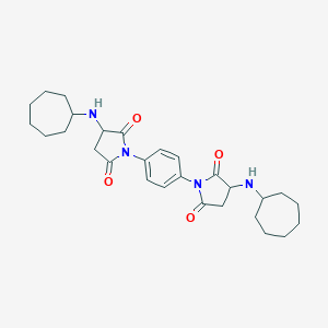 molecular formula C28H38N4O4 B304082 3-(Cycloheptylamino)-1-[4-[3-(cycloheptylamino)-2,5-dioxopyrrolidin-1-yl]phenyl]pyrrolidine-2,5-dione 