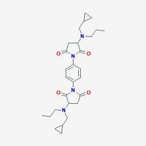 molecular formula C28H38N4O4 B304083 3-[(Cyclopropylmethyl)(propyl)amino]-1-(4-{3-[(cyclopropylmethyl)(propyl)amino]-2,5-dioxo-1-pyrrolidinyl}phenyl)-2,5-pyrrolidinedione 