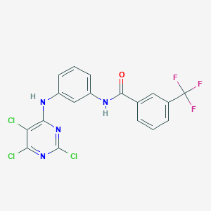 molecular formula C18H10Cl3F3N4O B3040855 N1-{3-[(2,5,6-trichloropyrimidin-4-yl)amino]phenyl}-3-(trifluoromethyl)benzamide CAS No. 244278-44-2
