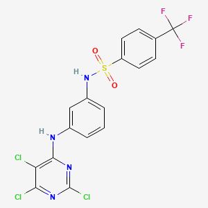 molecular formula C17H10Cl3F3N4O2S B3040857 N1-{3-[(2,5,6-trichloropyrimidin-4-yl)amino]phenyl}-4-(trifluoromethyl)benzene-1-sulphonamide CAS No. 244278-47-5