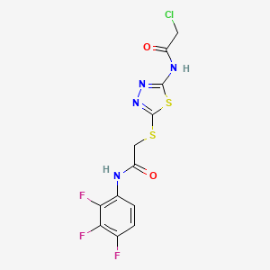 molecular formula C12H8ClF3N4O2S2 B3040859 N1-(5-([2-Oxo-2-(2,3,4-trifluoroanilino)ethyl]thio)-1,3,4-thiadiazol-2-YL)-2-chloroacetamide CAS No. 244639-93-8