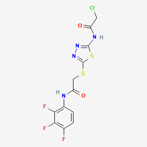 N1-(5-{[2-oxo-2-(2,3,4-trifluoroanilino)ethyl]thio}-1,3,4-thiadiazol-2-yl)-2-chloroacetamide