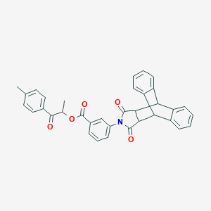 molecular formula C35H27NO5 B304088 1-(4-Methylphenyl)-1-oxopropan-2-yl 3-(16,18-dioxo-17-azapentacyclo[6.6.5.0~2,7~.0~9,14~.0~15,19~]nonadeca-2,4,6,9,11,13-hexaen-17-yl)benzoate (non-preferred name) 