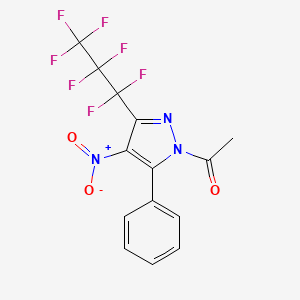 molecular formula C14H8F7N3O3 B3040885 1-[3-(1,1,2,2,3,3,3-Heptafluoropropyl)-4-nitro-5-phenylpyrazol-1-yl]ethanone CAS No. 247185-63-3