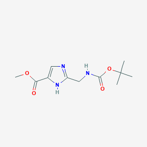 molecular formula C11H17N3O4 B3040914 N-Tert-butoxycarbonyl-2-aminomethyl-imidazole-4-carboxylic acid methyl ester CAS No. 252348-76-8
