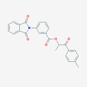 molecular formula C25H19NO5 B304092 1-methyl-2-(4-methylphenyl)-2-oxoethyl 3-(1,3-dioxo-1,3-dihydro-2H-isoindol-2-yl)benzoate 