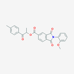 molecular formula C26H21NO6 B304093 1-Methyl-2-(4-methylphenyl)-2-oxoethyl 2-(2-methoxyphenyl)-1,3-dioxoisoindoline-5-carboxylate 